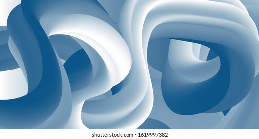 Blue and white wavy surface. Vector 3d illustration. Abstract background in trend colors of 2020. Colorful trend graphic design. Multi-colored gradient substance. Modern cover template, eps