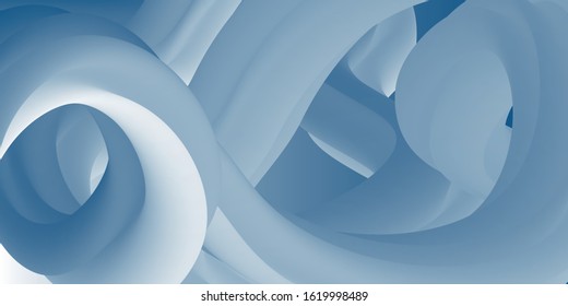 Blue and white wavy surface. Vector 3d illustration. Abstract background in trend colors of 2020. Colorful trend graphic design. Multi-colored gradient substance. Modern cover template, eps
