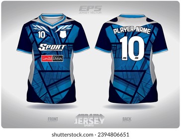 blue and white wicker pattern design, illustration, textile background for sports t-shirt, football jersey shirt mockup for football club. consistent front view
