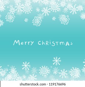 Blue and white winter  background with snowflakes - Christmas, New year theme
