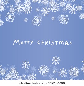 Blue and white winter  background with snowflakes - Christmas, New year theme