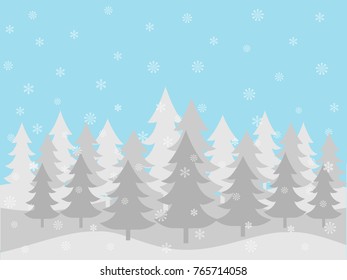 Blue and white winter forest background