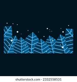 blue and white winter leaves frame border for stylish decoration