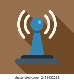 Blue and white wireless network symbol is transmitting radio waves