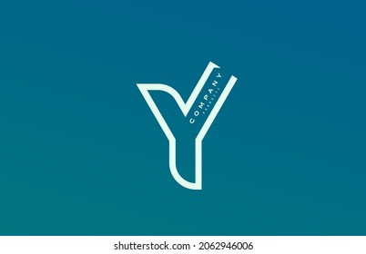 blue white Y alphabet letter logo icon with line. Design for company and business