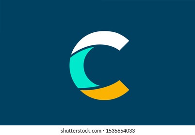 blue white yellow green C letter logo alphabet for company icon design. Suitable for a corporate or business logotype