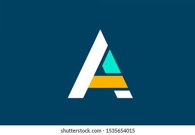 blue white yellow green A letter logo alphabet for company icon design. Suitable for a corporate or business logotype