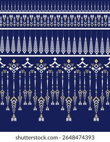 Blue White Yellow Native American Indian Style Ethnic Navajo Traditional Decoration Textile Geometry Style 
