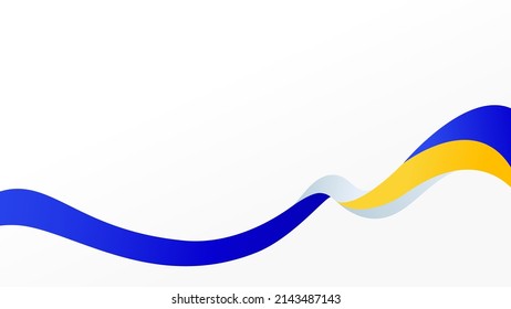 Blue white yellow ribbon wave connection background