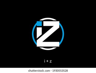 Blue white of i and z initial logo design