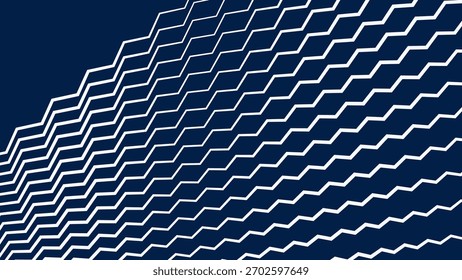 Fundo abstrato das listras de ziguezague azul e branco com design de padrão geométrico dinâmico moderno