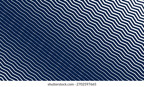 Blue and White Zigzag Stripes Line Abstract Background with Modern Dynamic Geometric Pattern Design