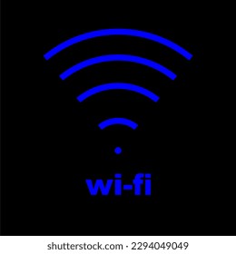 blue wi fi symbol isolate black background