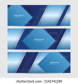 Blue wide banner background, web banners template set with text space. Modern Social media cover business template. Vector abstract design banner web template set