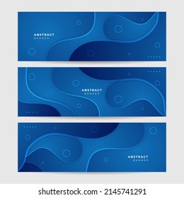 Blue wide banner background, web banners template set with text space. Modern Social media cover business template. Vector abstract design banner web template set