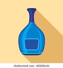 Blue wide bottle icon. Flat illustration of blue wide bottle vector icon for web