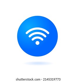 Icono de wifi azul burbuja 3d con sombra. Señal vectorial wi-fi negra. Icono inalámbrico. Signo de Internet WIFI aislado en fondo blanco, estilo mínimo plano, ilustración vectorial. Vector de material.