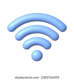 Blue Wi-Fi icon. Wifi signal, connection and network concept. 3D realistic wireless network vector illustration.