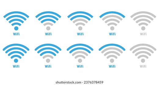 Blue wi-fi icons. Vector illustration. EPS 10.