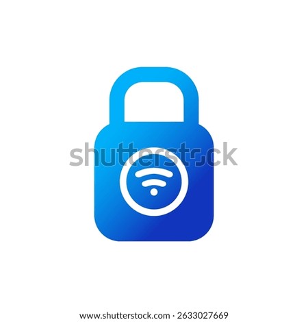 Blue WiFi security lock icon vector internet safety and connection protection concept