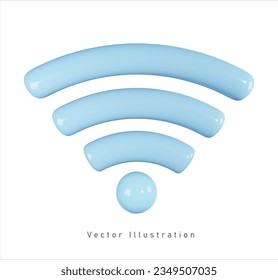 blue wifi sign in 3d vector illustration