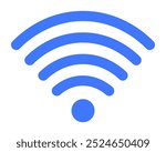 Blue Wi-Fi signal with five curving arcs and a dot at the bottom in a clean, minimalistic design. Ideal for technology, internet access, wireless networks, mobile devices, and connectivity. Minimalist