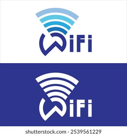 Blue Wifi text isolated on white background