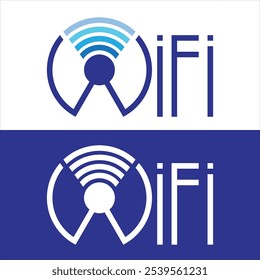 Texto azul de Wifi aislado sobre fondo blanco