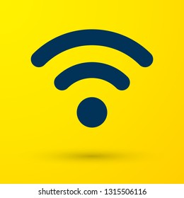 Blue Wi-Fi wireless internet network symbol icon isolated on yellow background. Vector Illustration