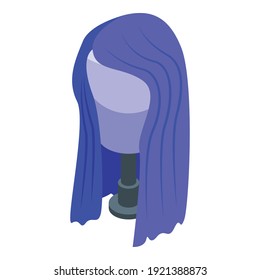 Blue wig icon. Isometric of blue wig vector icon for web design isolated on white background