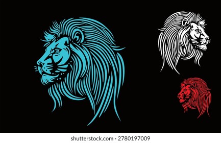 blue wild lion head
