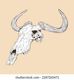 blue wildbeest skull head vector illustration