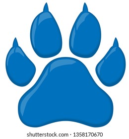 Blue Wildcat Paw Print Isolated Vector Illustration