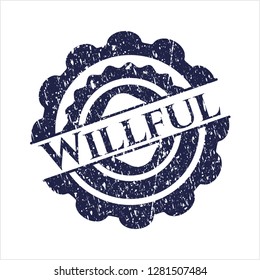 Blue Willful rubber stamp