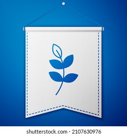 Blue Willow leaf icon isolated on blue background. White pennant template. Vector