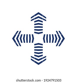 Blue Wind arrow logo symbol. four cardinal directions