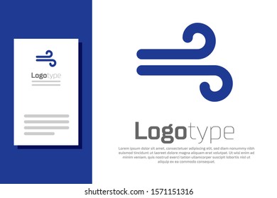 Blue Wind icon isolated on white background. Windy weather. Logo design template element. Vector Illustration