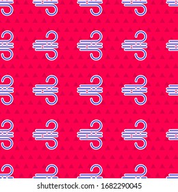 Blue Wind Symbol einzeln auf rotem Hintergrund. Wind Wetter. Vektorillustration-Illustration