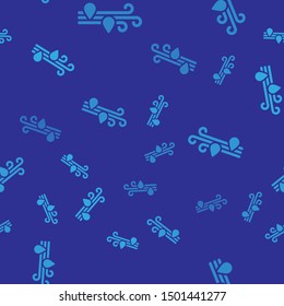 Blue Wind and rain icon isolated seamless pattern on blue background. Windy weather.  Vector Illustration