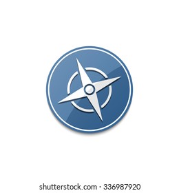 Blue wind rose icon with shadow