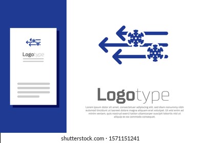 Blue Wind and snow icon isolated on white background. Windy weather. Logo design template element. Vector Illustration