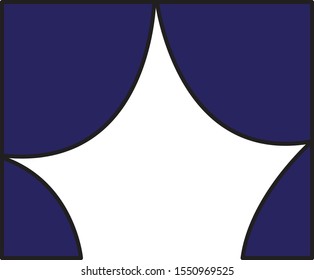blue window curtain graphic vector