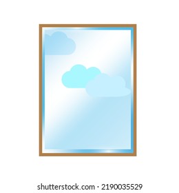 blue window frame clouds. Vector illustration. stock image. 