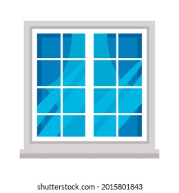 blaues Fenster auf weißem Hintergrund