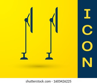 Blue Windscreen wiper icon isolated on yellow background.  Vector Illustration
