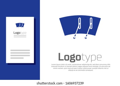 Blue Windscreen wiper icon isolated on white background. Logo design template element. Vector Illustration
