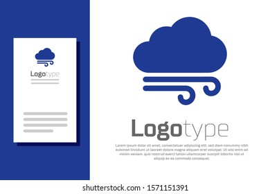 Blue Windy weather icon isolated on white background. Cloud and wind. Logo design template element. Vector Illustration