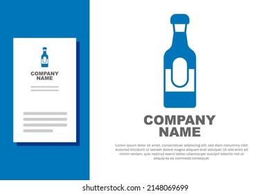 Blue Wine bottle icon isolated on white background. Logo design template element. Vector