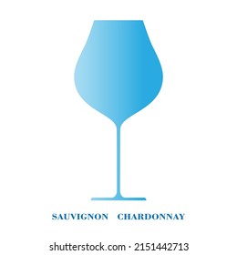 Blue wine glass. Object. Vector illutration.