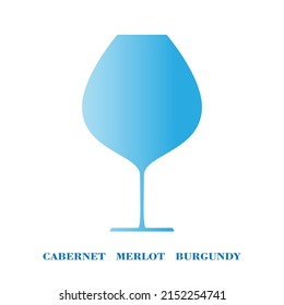 Blue wine glass for red wine. Object. Vector illustration.